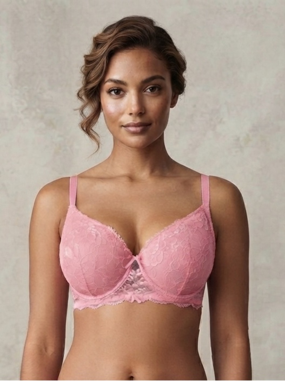 B. Luxe Pink Floral Lace Bra